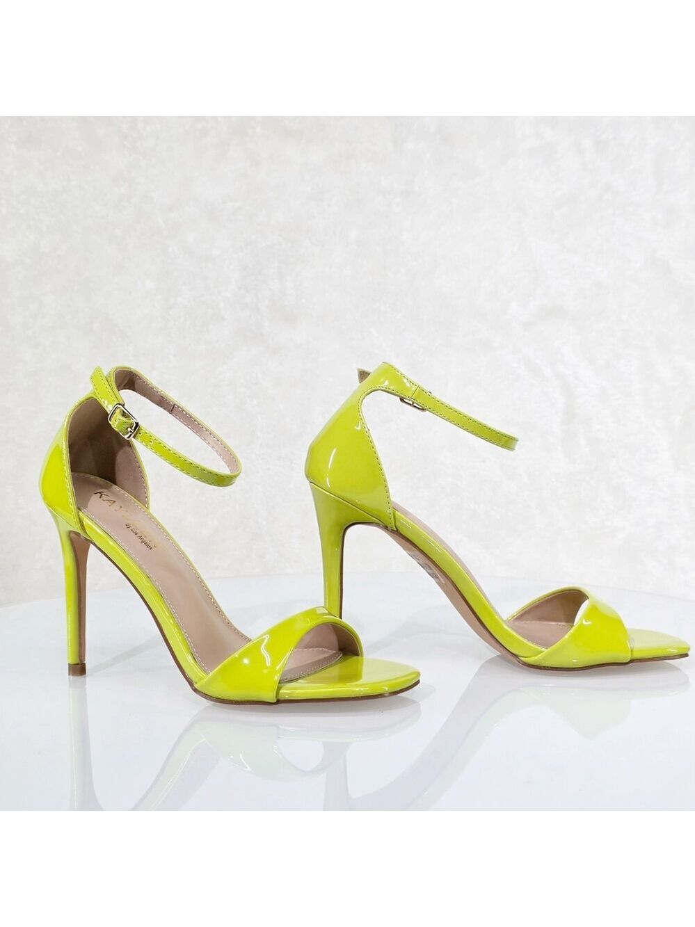 NIB Kory Lime Green Patent Stiletto High Heels Ankle Strap Open Toe Sandals Sho